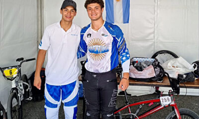 Federico Capello y Joaquín Salum en el Mundial de BMX en Nantes, Francia.