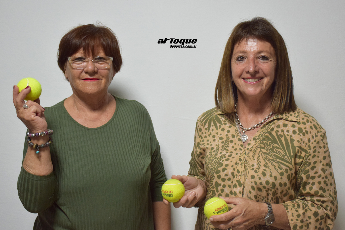 Nancy Rama y Susana Panella, jugadoras de la Asociación de Veteranas de Tenis Río Cuarto.