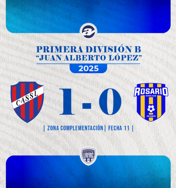 San Lorenzo derrotó 1-0 a Rosario Fútbol Club en el duelo que cerró la undécima fecha de la Zona Complementación de Primera B de Liga Regional de Río Cuarto. Julián Taborda anotó el único gol del compromiso a los 32’ del primer tiempo.
