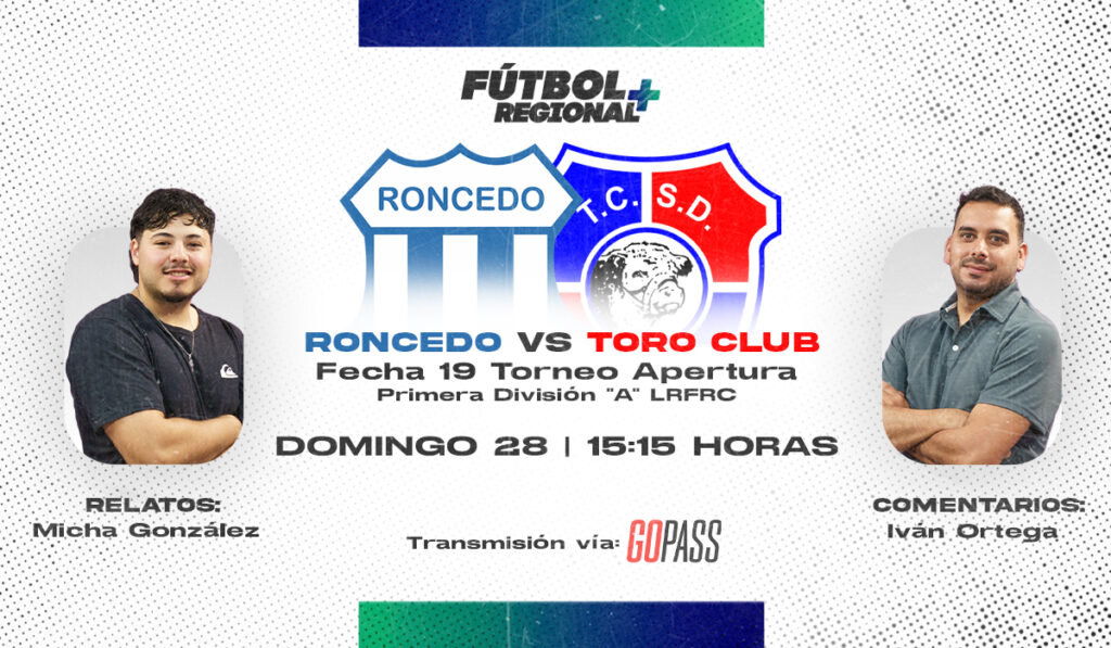 Este domingo 28 de junio, desde las 15:00, transmitiremos en vivo vía streaming el partido más importante de la última fecha del certamen de Primera A de Liga Regional de Río Cuarto. Lautaro Roncedo va por el título y recibe a Toro Club, que buscará impedirle la consagración. Enterate cómo conseguir tu entrada.