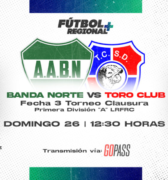 Banda Norte y Toro Club, en vivo por Fútbol Regional Plus en la tercera fecha del Clausura.