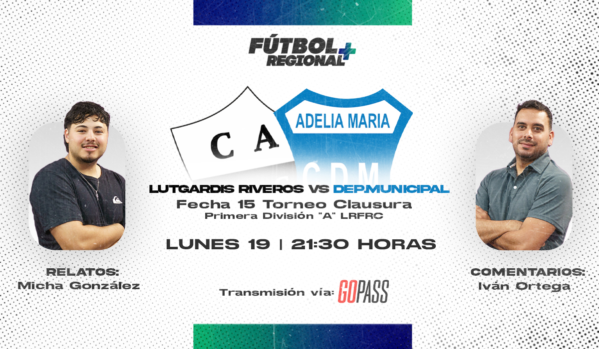 Este lunes, desde las 22, el escolta Lutgardis Riveros recibirá al líder Deportivo Municipal de Adelia María en Alcira Gigena, por una nueva jornada del Torneo Clausura de Primera A. La transmisión comenzará a las 21.30 con toda la previa.
